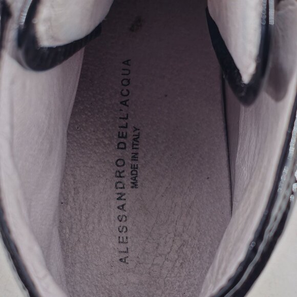 Alessandro Dell'Acqua Black Silver Metallic Fashion High-top Sneakers Mens 10.5 - Picture 12 of 14